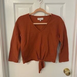 Madewell Rusty Orange Mid Sleeve V Neck Top